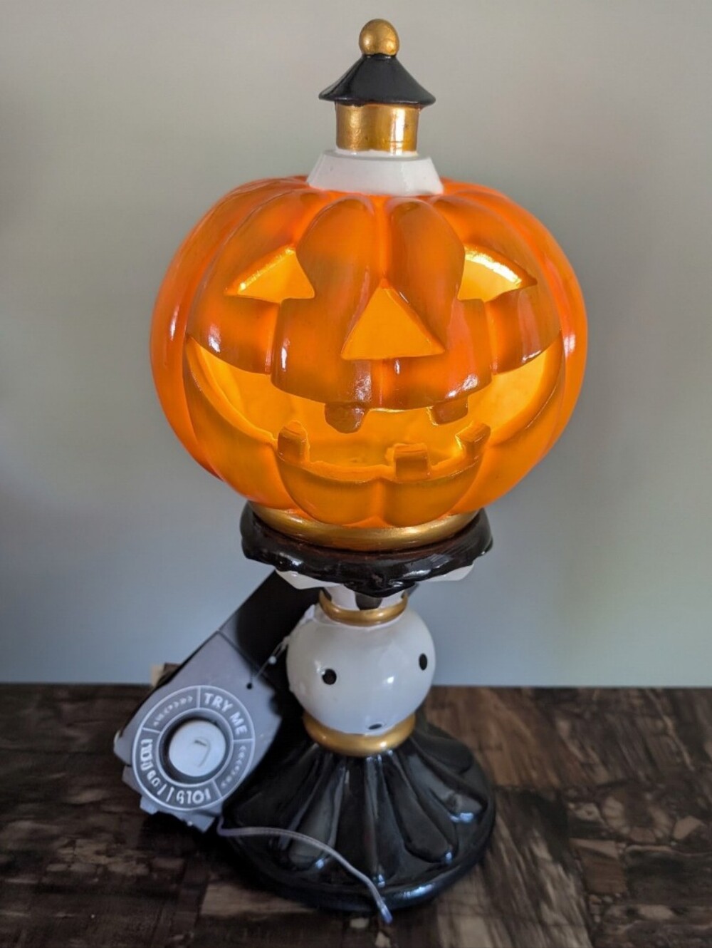 Hallow Home Whimsically Spooky LED Light Up Pumpkin On Pedestal Figurine 🎃 - Picture 3 of 13